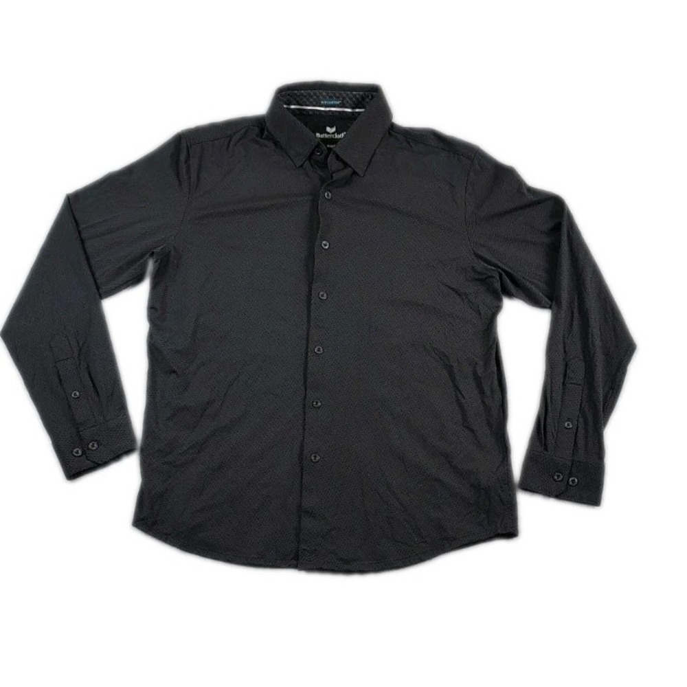 Butter Cloth Grandeur Icy Cotton Long Sleeve Button Down Mens Large Black